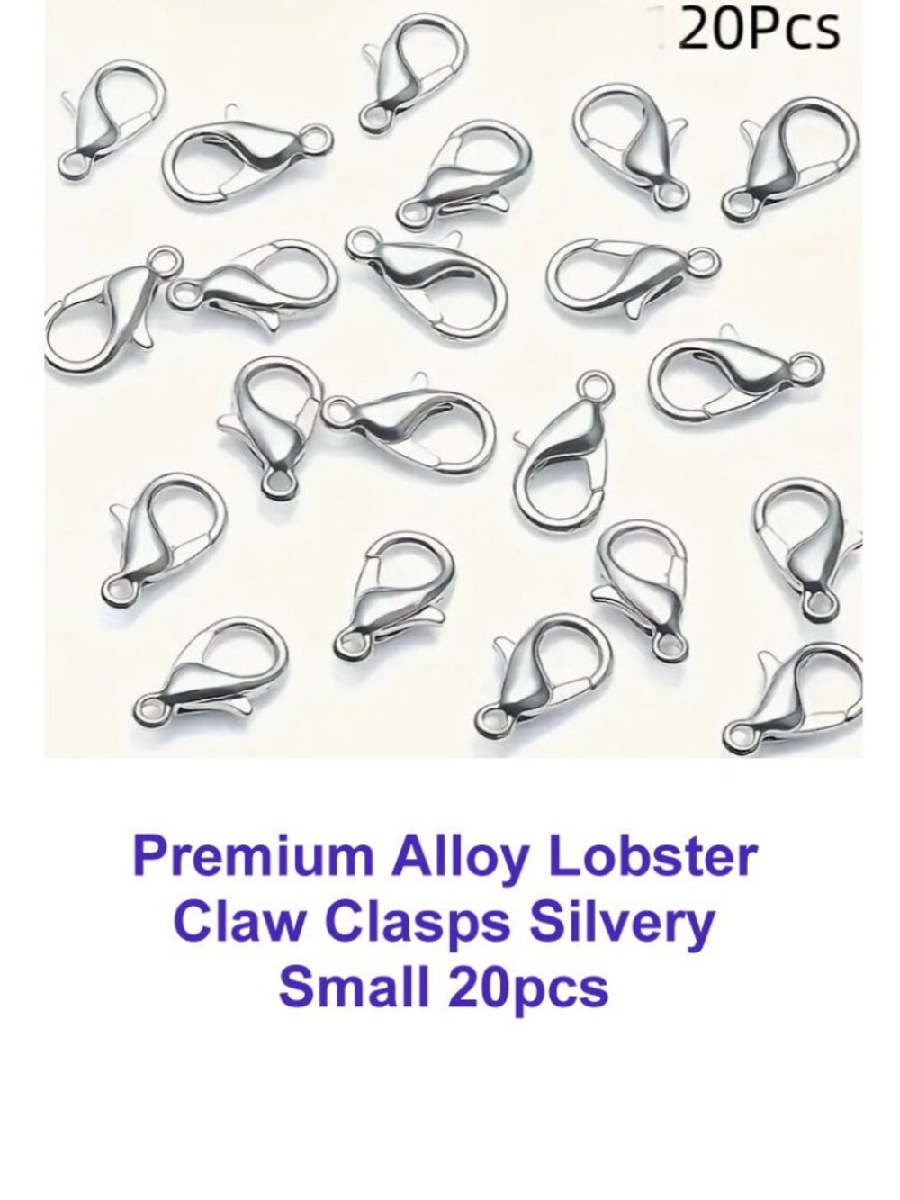 Premium Alloy Lobster Claw Clasps Silvery Small 20pcs